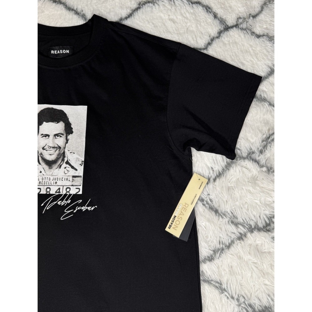 REASON Pablo Escobar Medellin Cartel Mugshot T-Shirt Black Men's Sz L *NEW* - Picture 4 of 5